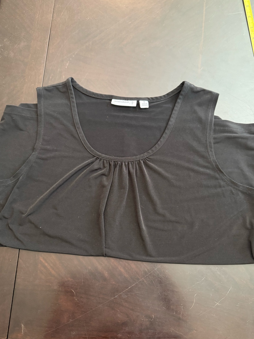 Susan Graver Black Cold-Shoulder Scoop Neck Top